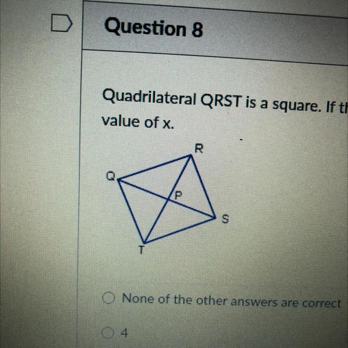 If qrst is a square find rt